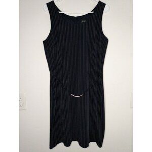 Vintage Be Smart Juniors Sz 13/14 Navy Blue Pinstripe Jumper Dress Sleeveless